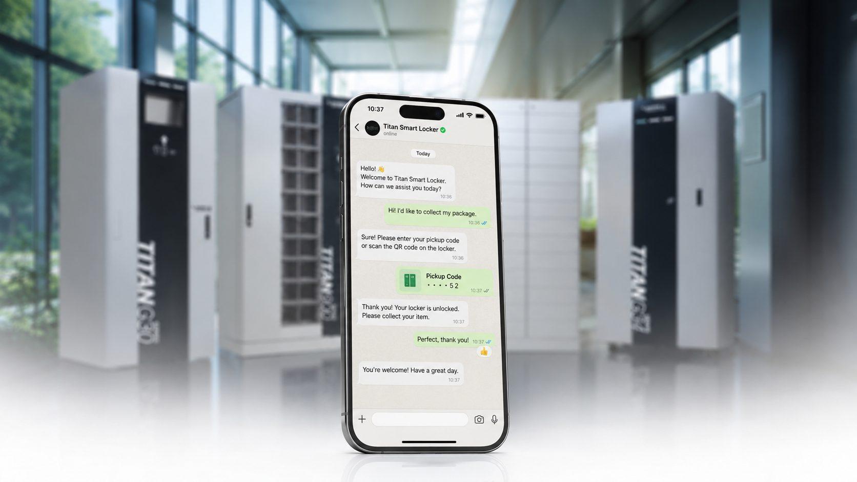 Uniform management via WhatsApp chat in front of ZCS automated smart lockers